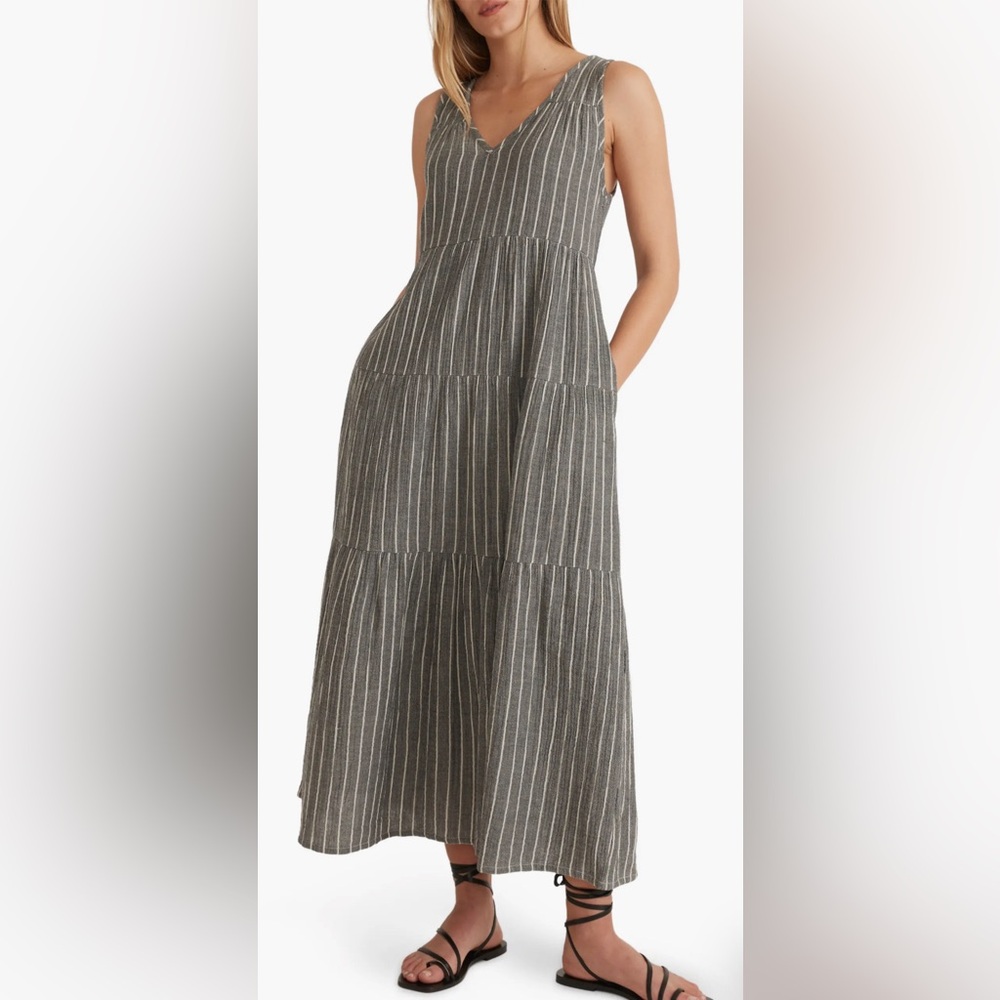 Marine Layer Stripe Tiered Cotton Maxi Dress